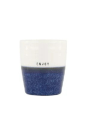 Zusss koffiemok enjoy donkerblauw/wit