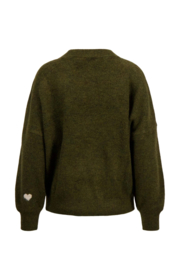 zusss trui met hartje detail moss groen