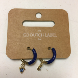 Go Dutch Label oorbellen | hangers blauw met goud.
