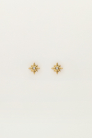 My jewellery oorbellen studs poolster strass goud