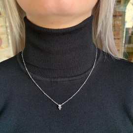 Go Dutch Label ketting | bolletjes diamantje zilver.