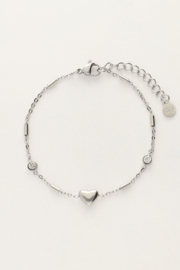 My jewellery armband hartje en tubes strass zilver