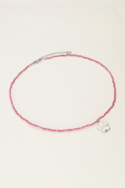 My jewellery Sunrocks roze koord ketting met bloem zilver