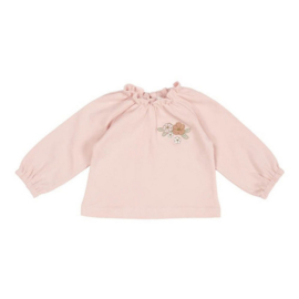Little Dutch shirt lange mouw raglan | geborduurd bloemetje roze