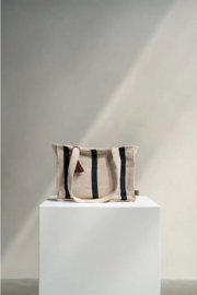 zusss katoenen tas met streep ecru/donkerblauw