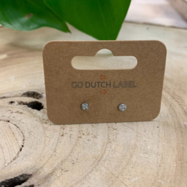 Go Dutch Label oorbellen | knopje rondje met kleine steentjes zilver.