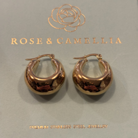 rose en camellia oorbellen hoops