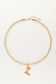 My Jewellery ketting | art witte koord ketting met western boot goud