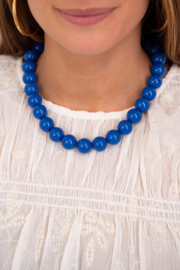 My jewellery blauwe ketting met grove kralen