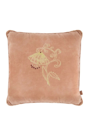 Zusss kussen | fluwelen kussen met bloem 45x45cm oud roze