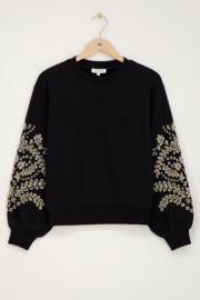 My Jewellery Zwarte sweater met embroidery mouwen
