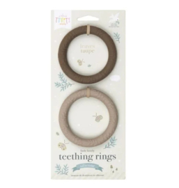 Little Lovely Company Siliconen bijtringen 2 pak | leaves taupe