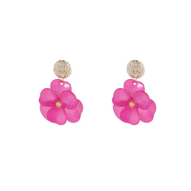 Go Dutch Label oorbellen Flower Drop & Dangle - 14K + pink