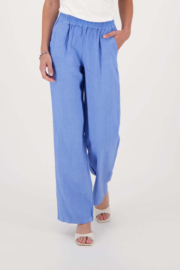 zusss linnen broek recht model lavendelblauw