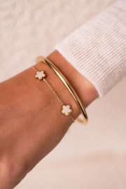 My Jewellery Minimalistische armband met drie parelmoer bloemen goud
