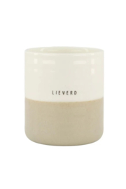 Zusss geurkaars reactive glaze lieverd L wit/zand
