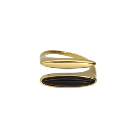 Camps & Camps ring duo bar goud zwart