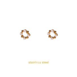 Go Dutch Label oorbellen Pearly Round stud goud