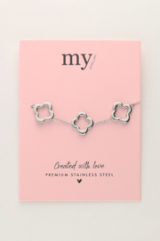 My jewellery armband met vijf klavers zilver