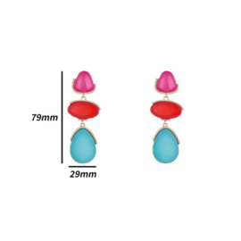 Go Dutch Label oorbellen Pop of colour Dangle - 14K + pink