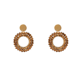 Go Dutch Label oorbellen | beads circle goud coffee