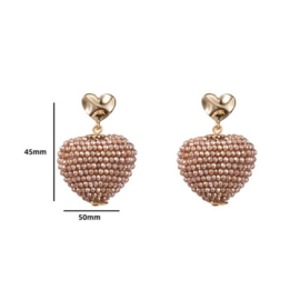 Go Dutch Label oorbellen | full-on beads heart nude goud