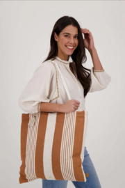 Zusss gestreepte tas camel/ecru