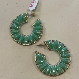 My jewellery oorbellen | goud met mint groene kralen