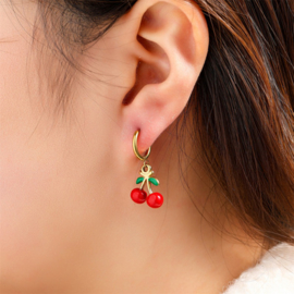 Go Dutch Label oorbellen Cherry Hoop - 14K