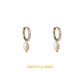 Go Dutch Label oorbellen Pearly Pearl Hoop goud