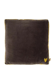 zusss kussen velvet met brede rand 45x45cm antracietgrijs/oker