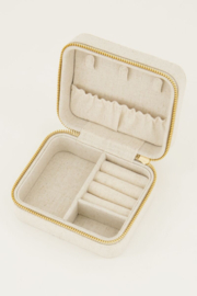 My Jewellery beige linnen look sieraden etui medium