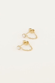 My Jewellery oorbellen | met ketting en steentje goud