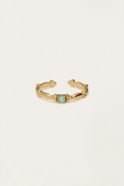 My jewellery Minimalistische vintage ring met mint groen strass verstelbaar