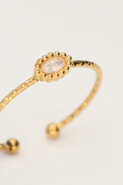 My jewellery Minimalistische ring met ovale licht roze strass verstelbaar