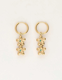 My Jewellery oorbellen sunrocks met dubbele bloem goud