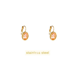 Go Dutch Label oorbellen French hook oval - 14K + peach