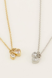 My Jewellery ketting | ketting met twee strass hartjes zilver