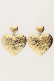 My Jewellery oorbellen iconic met dubbele hartjes goud