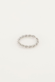 My Jewellery ring | verstelbare mix ring gedraaid zilver.