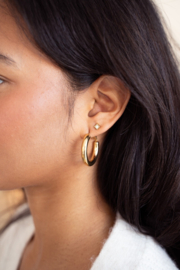 My jewellery oorbellen studs vierkant strass goud