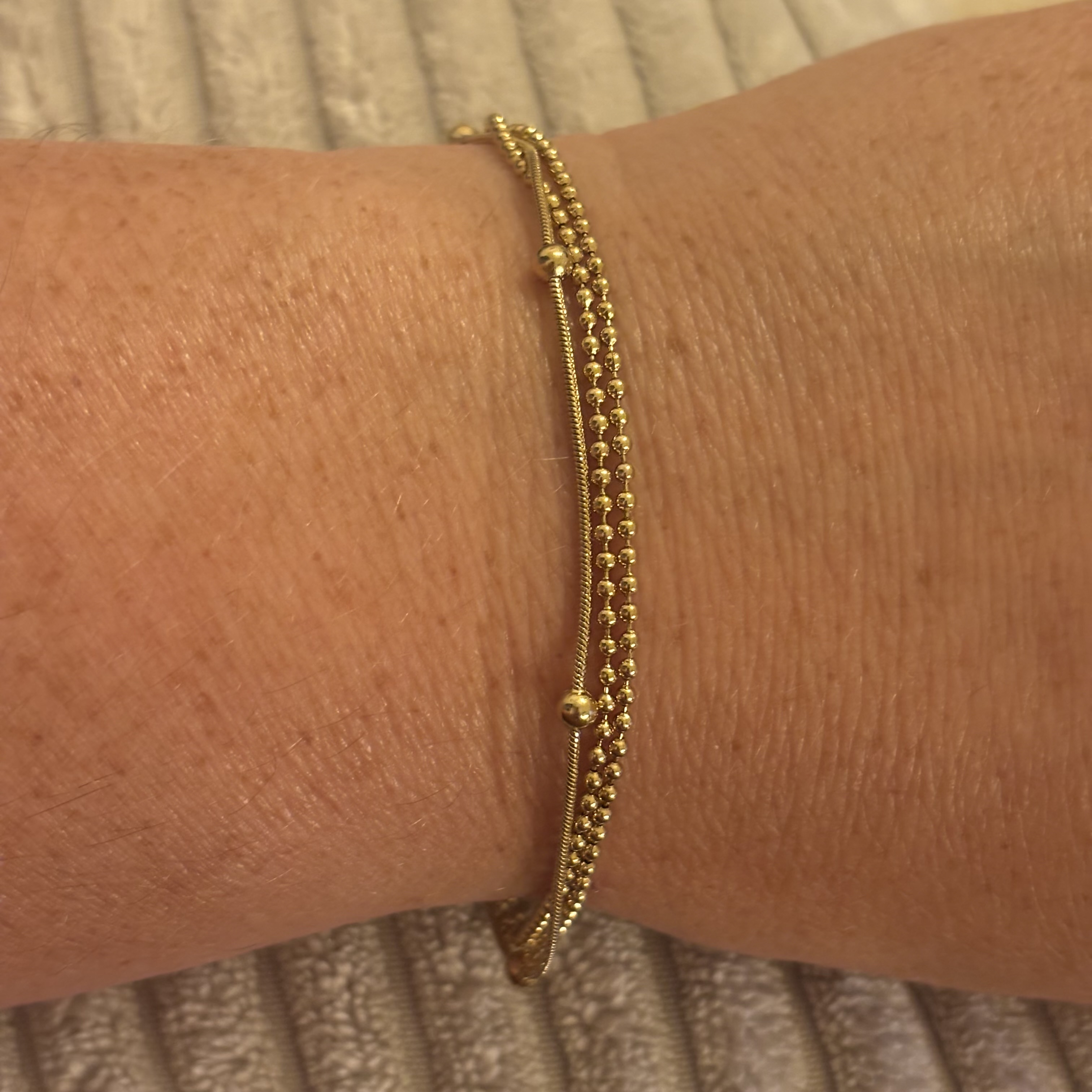 Go Dutch Label armband 3 dubbel met bolletjes goud