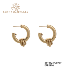 rose en camellia oorbellen hoops met ringen
