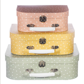 sass & belle kofferset | aardetinten met stippen