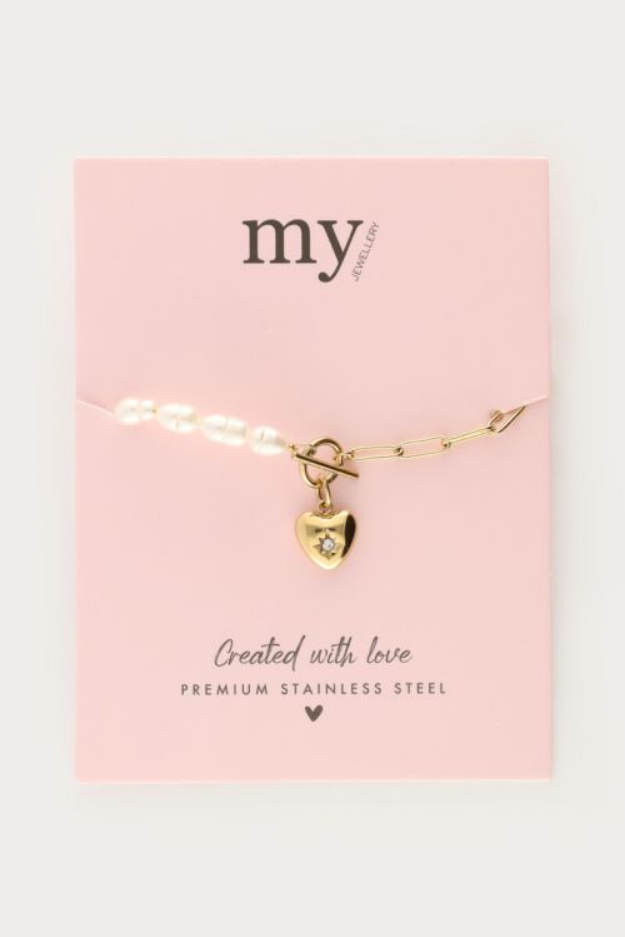 My Jewellery Armband met schakels & zoetwaterparel