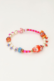 My Jewellery armband | art gekleurde kralen armband goud