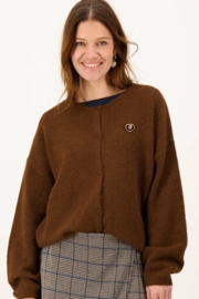 zusss vest met broche hazelnoot bruin