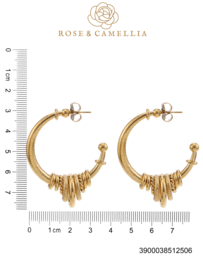 rose en camellia oorbellen hoops met ringen