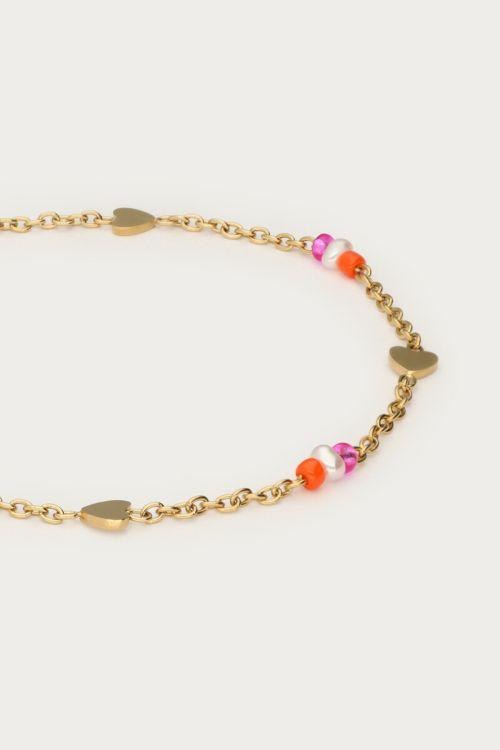 my jewellery armband met hartjes en kralen zilver