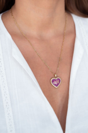 My Jewellery ketting | art schakelketting met fuchsia vintage hart goud
